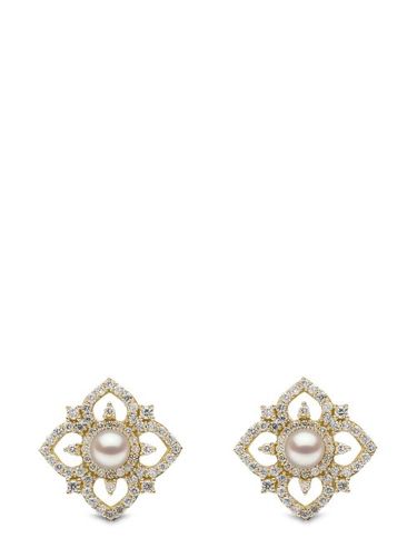 Boucles d'oreilles Petal en 18ct serties de diamants et de perles - Yoko London - Modalova