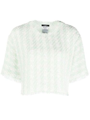 T-shirt crop en tweed - Balmain - Modalova