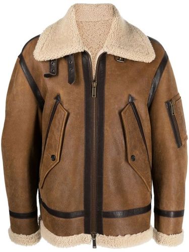 Veste de moto à bords en peau lainée - DSQUARED2 - Modalova