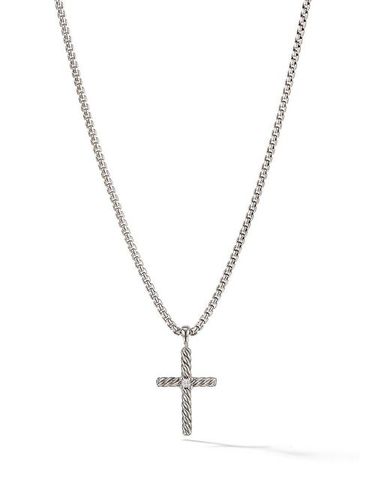 Collier en sterling Cable Classics Cross serti de diamants - David Yurman - Modalova