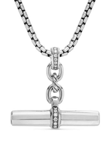 Pendentif Lexington E/W Baril en sterling pavé de diamants (32 mm) - David Yurman - Modalova