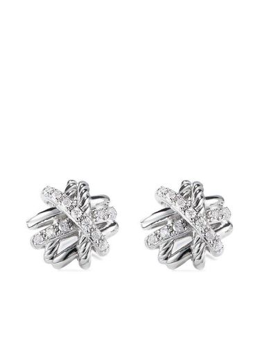 Puces d'oreilles Crossover en sterling pavées de diamants (11 mm) - David Yurman - Modalova