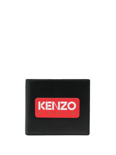 Portefeuille pliant en cuir à patch logo - Kenzo - Modalova