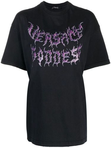 T-shirt en coton à logo imprimé - Versace - Modalova