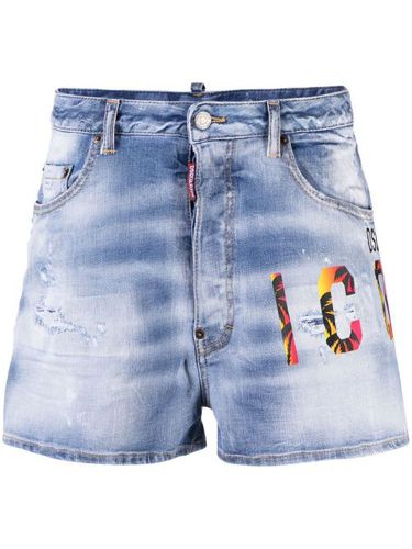 Short en jean imprimé Icon à taille basse - DSQUARED2 - Modalova