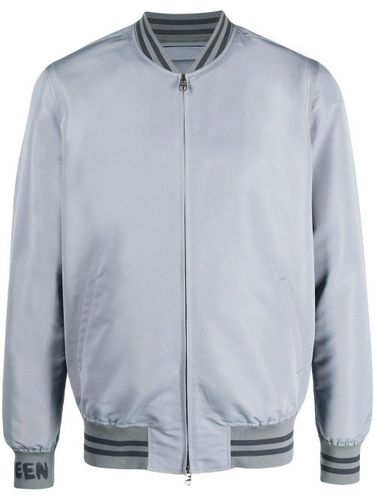 Veste bomber en soie à logo imprimé - Alexander McQueen - Modalova