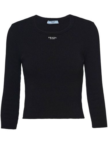 Pull en laine nervuré à logo brodé - Prada - Modalova