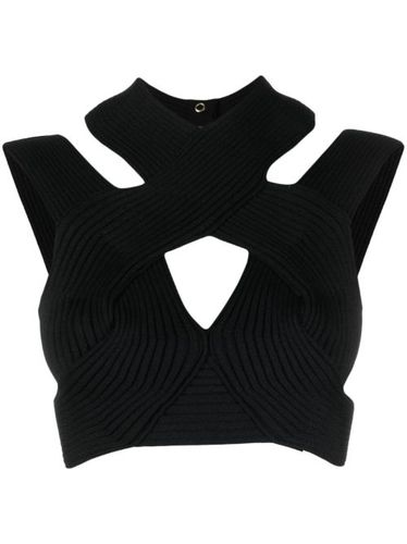 Haut crop nervuré à découpes - Balmain - Modalova