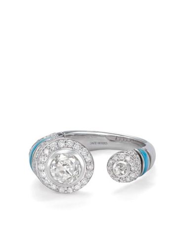 Bague en or rose 18ct pavé de diamants - David Morris - Modalova
