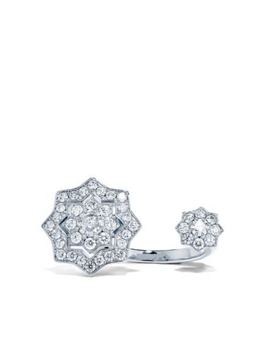 Bague double en or blanc 18ct pavée de diamants - David Morris - Modalova