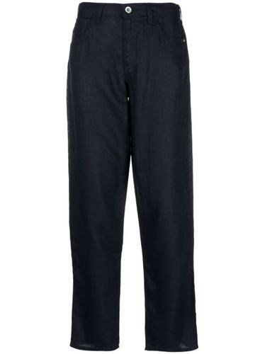 Pantalon en lin à coupe droite - Emporio Armani - Modalova