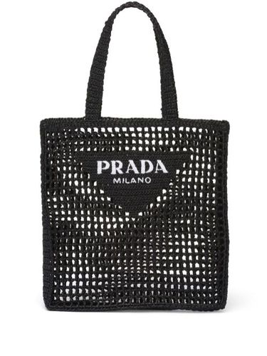 Sac cabas en raphia à logo brodé - Prada - Modalova