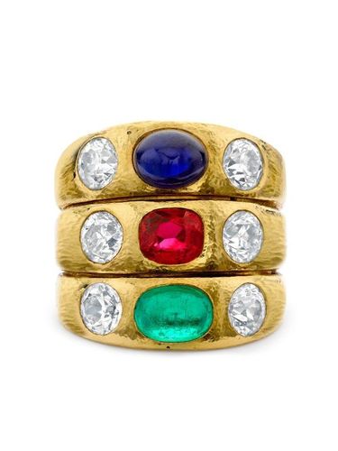 Bague en 18ct sertie de pierres semi-précieuses (1970) - Pragnell Vintage - Modalova