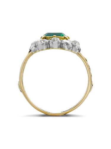 Bague Victorian en 18ct sertie d'émeraudes et diamants - Pragnell Vintage - Modalova