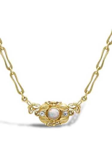 Collier Art Nouveau en 18ct serti d'opale et diamants - Pragnell Vintage - Modalova