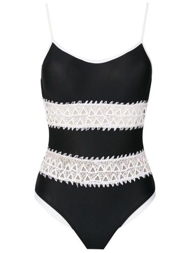 Maillot de bain rayé à empiècements en dentelle - Amir Slama - Modalova