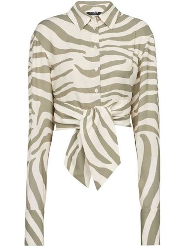 Chemise imprimée à taille nouée - Balmain - Modalova