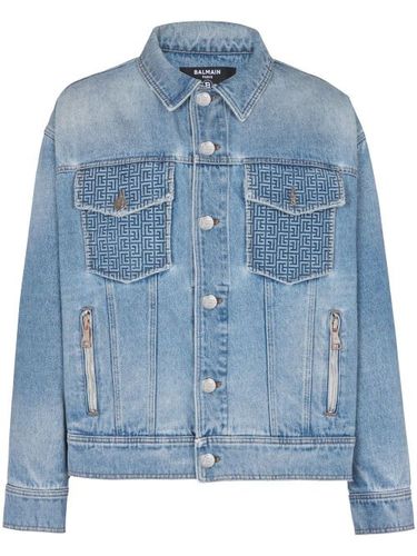 Veste en jean à logo imprimé au dos - Balmain - Modalova