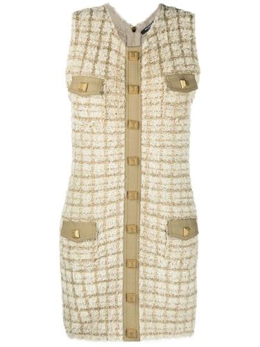 Robe en tweed à design sans manches - Balmain - Modalova