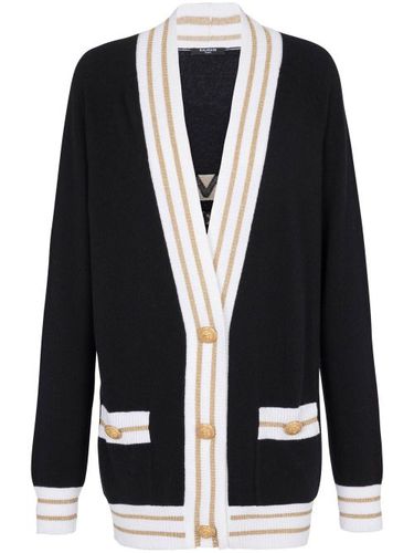 Cardigan imprimé à bords contrastants - Balmain - Modalova