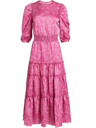Robe fleurie à volants superposés - Marchesa Notte - Modalova
