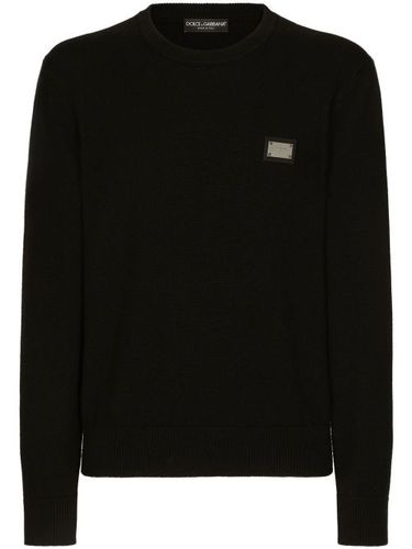 Pull en laine mélangée à logo - Dolce & Gabbana - Modalova