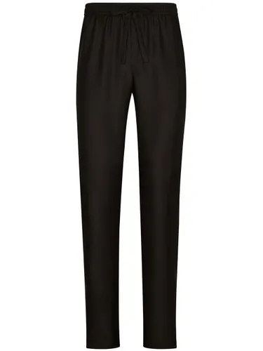 Pantalon en soie à logo brodé DG Essentials - Dolce & Gabbana - Modalova