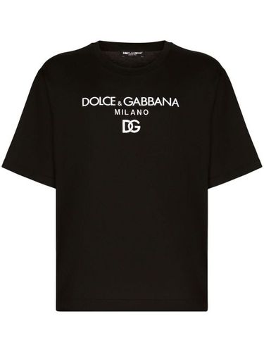 T-shirt en coton à logo brodé - Dolce & Gabbana - Modalova