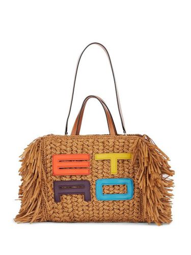 Sac cabas tressé à logo brodé - ETRO - Modalova