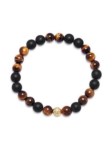 Bracelet Tiger Eye serti d'onyx - Nialaya Jewelry - Modalova