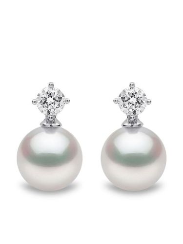 Puces d'oreilles en or blanc 18ct serties de perles Akoya - Yoko London - Modalova