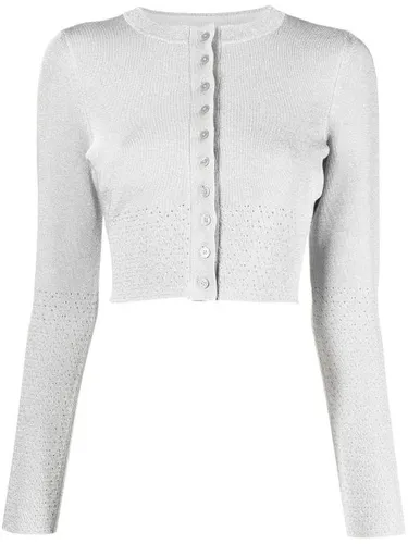 Cardigan crop en maille à tissage métallisé - Victoria Beckham - Modalova