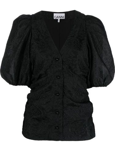 Blouse en jacquard à manches bouffantes - GANNI - Modalova
