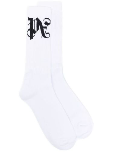 Chaussettes en coton mélangé à logo imprimé - Palm Angels - Modalova