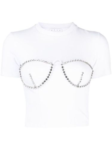 T-shirt crop à ornements en cristal - AREA - Modalova