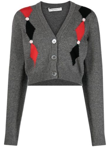 Cardigan en maille intarsia à motifs losanges - Alessandra Rich - Modalova
