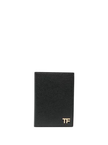 Portefeuille en cuir à plaque logo - TOM FORD - Modalova