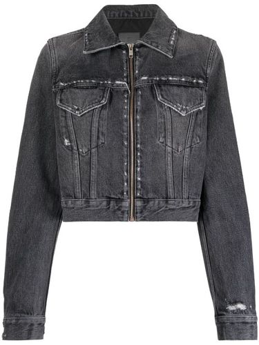 Veste en jean zippée à effet usé - Givenchy - Modalova