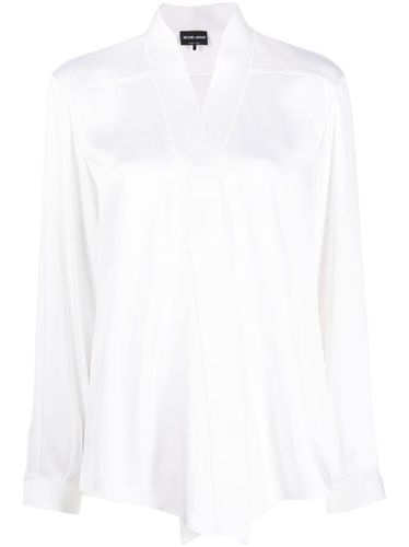 Chemise en soie à col v - Giorgio Armani - Modalova