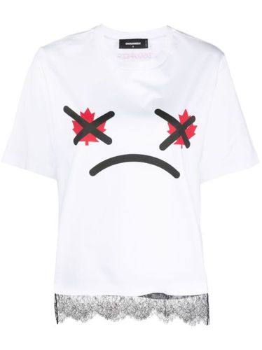 T-shirt imprimé à ourlet orné de dentelle - DSQUARED2 - Modalova