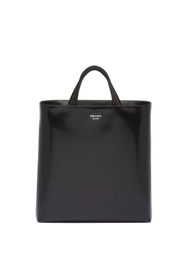 Sac cabas en cuir à logo imprimé - Prada - Modalova