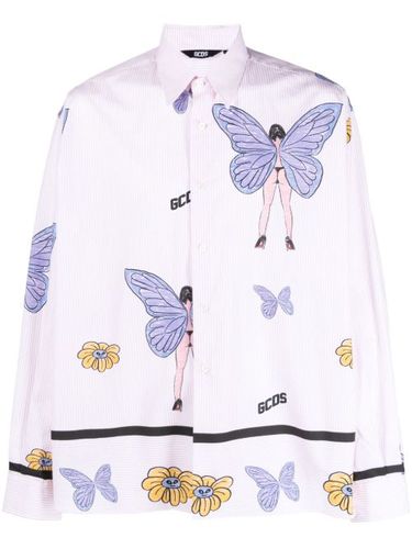 Chemise en coton à imprimé papillon - GCDS - Modalova