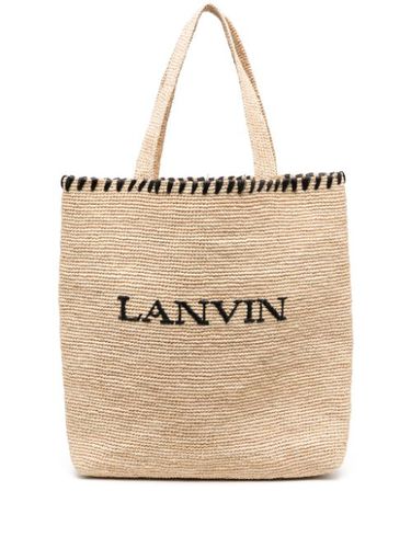 Sac cabas en raphia à logo brodé - Lanvin - Modalova