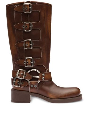 Bottines en cuir à détail de boucle - Miu Miu - Modalova