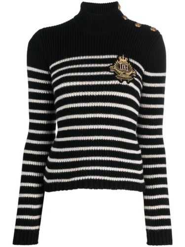 Pull rayé à patch logo - Balmain - Modalova