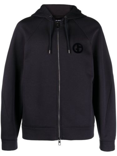 Hoodie zippé à logo brodé - Giorgio Armani - Modalova