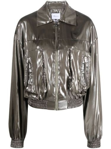 Veste bomber métallisée à col pointu - Blumarine - Modalova