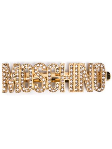 Barrette strassée à plaque logo - Moschino - Modalova