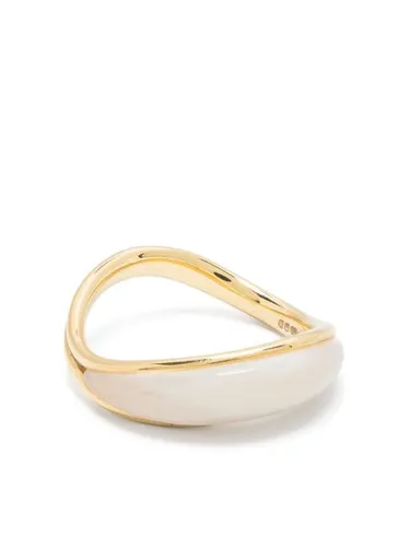 Kt yellow gold Stream Wave mother-of-pearl ring - Fernando Jorge - Modalova