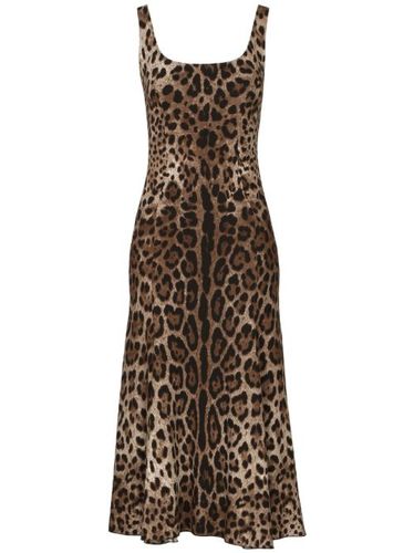Robe mi-longue à imprimé léopard - Dolce & Gabbana - Modalova